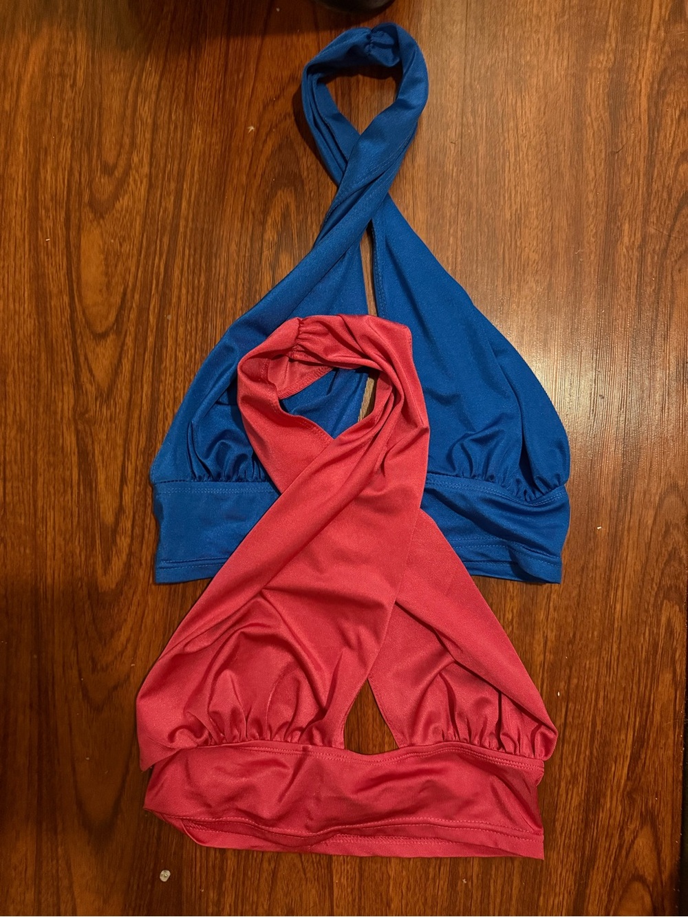 Halter Crossover Bundle Crop Top - Blue and Hot Pink